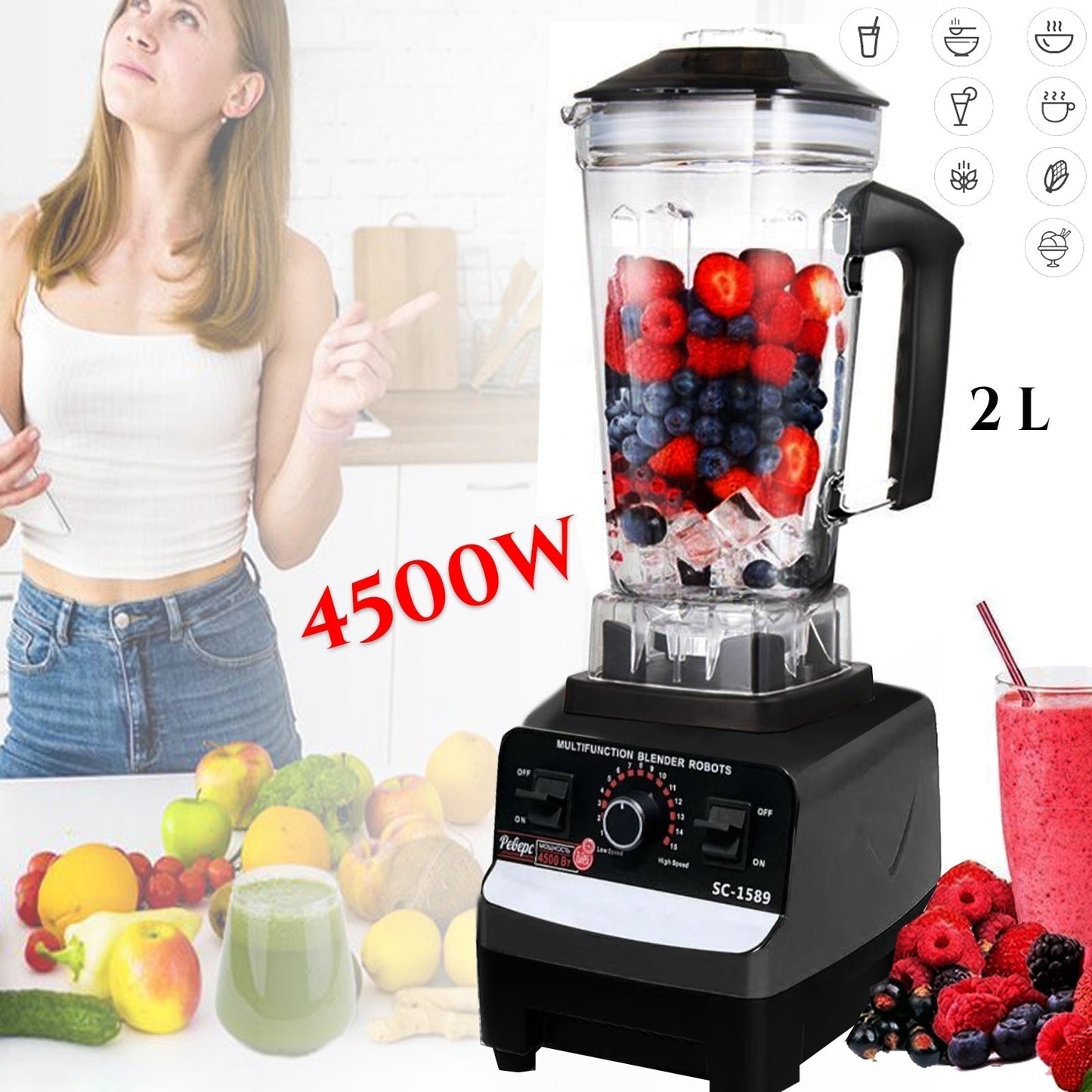 PROFESJONALNA SOKOWNIK/BLENDER 2L 4500W